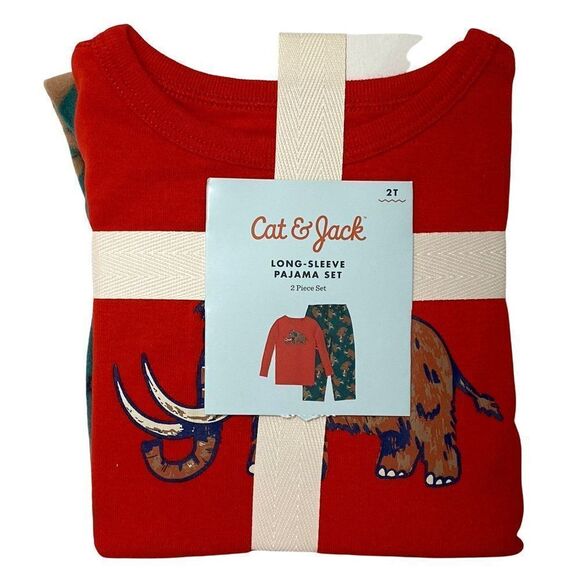 Cat & Jack Pajama Set Sz 2T Rhino Theme Boy Girl 100% Cotton Flannel NEW - Picture 1 of 3